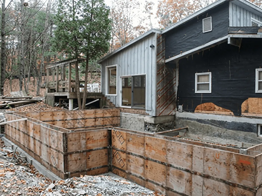 Prepared site with foundation forms for home remodeling and addition project in Huntsville, AL